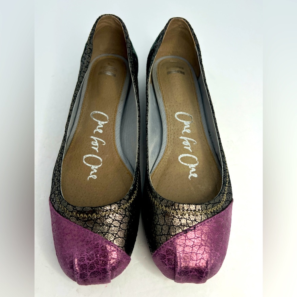 Tom’s One For One Ballet Flats Green/Gray/Purple Size 8/8.5